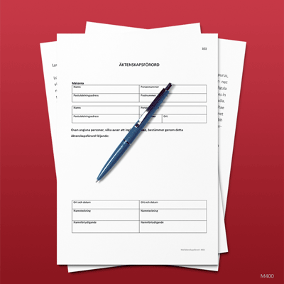 Bodelning under äktenskap mall